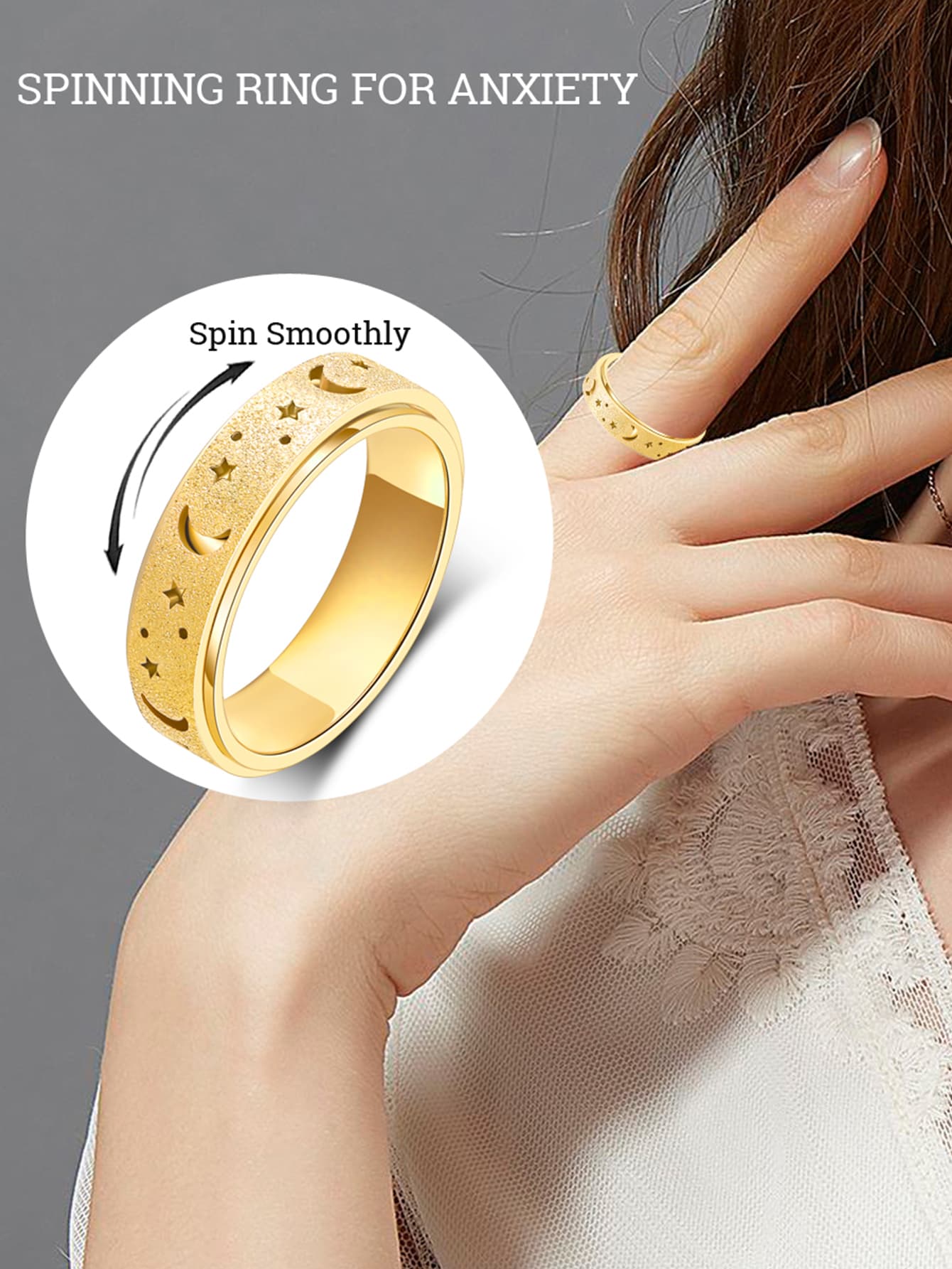 Complete Moon & Star Fidget Ring